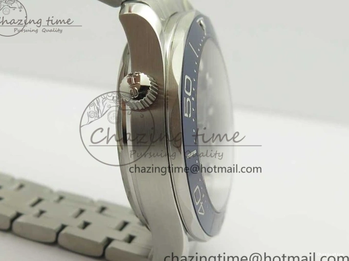 0113 Effortless 2018 Seamaster Diver 300M OMF Best Edition Blue Ceramic Gray Dial on SS Bracelet A8800 (Black Balance Wheel) 7958